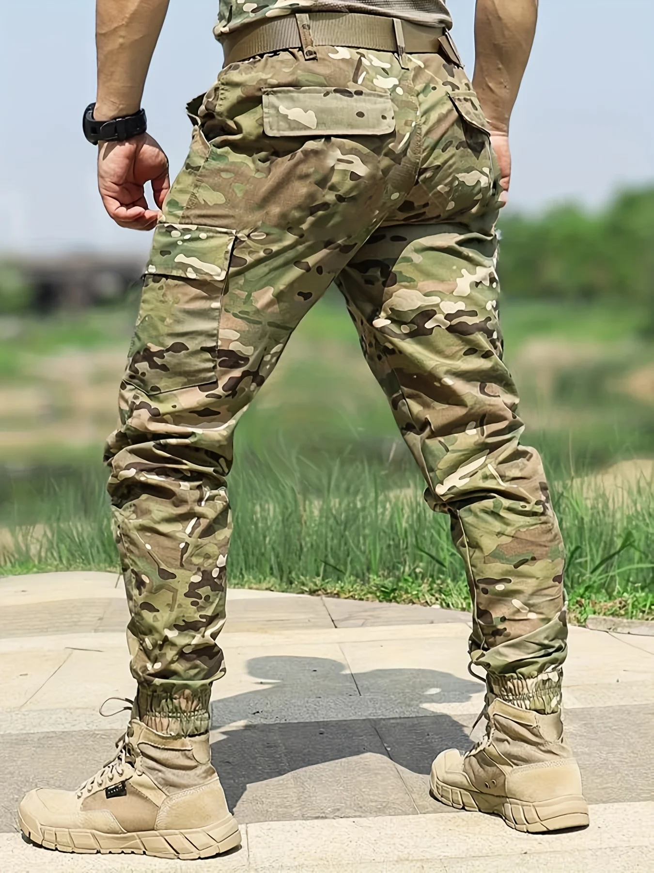 Taktische Militärische Camouflage Cargo Hosen Männer Freien Kampf Training Armee Stil Multi Tasche Lose Fit Jogger Streetwear Casual