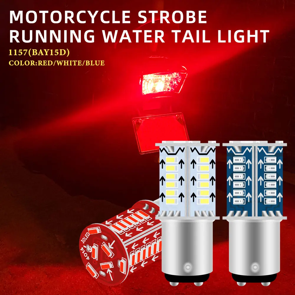 2/4pcs Motorcycle Tail Lights Stobe 1157 LED Flash Signal Blinker Stop Brake Light BAY15D Bulb 12V 30SMD Car Moto Accessories