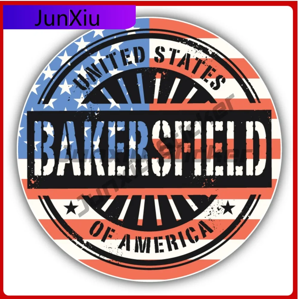 

Bakersfield City Usa Flag Grunge Stamp Car Decal Bumper Stickers Cute Style Truck Use For Rear Window Automotive Decor Scratc