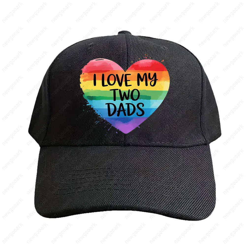 I Love My Two Dads LGBT Flag Lesbian Pride Parades Rainbow Cap Woman Man Adult Adjustable Printed Baseball Caps Trucker Cap