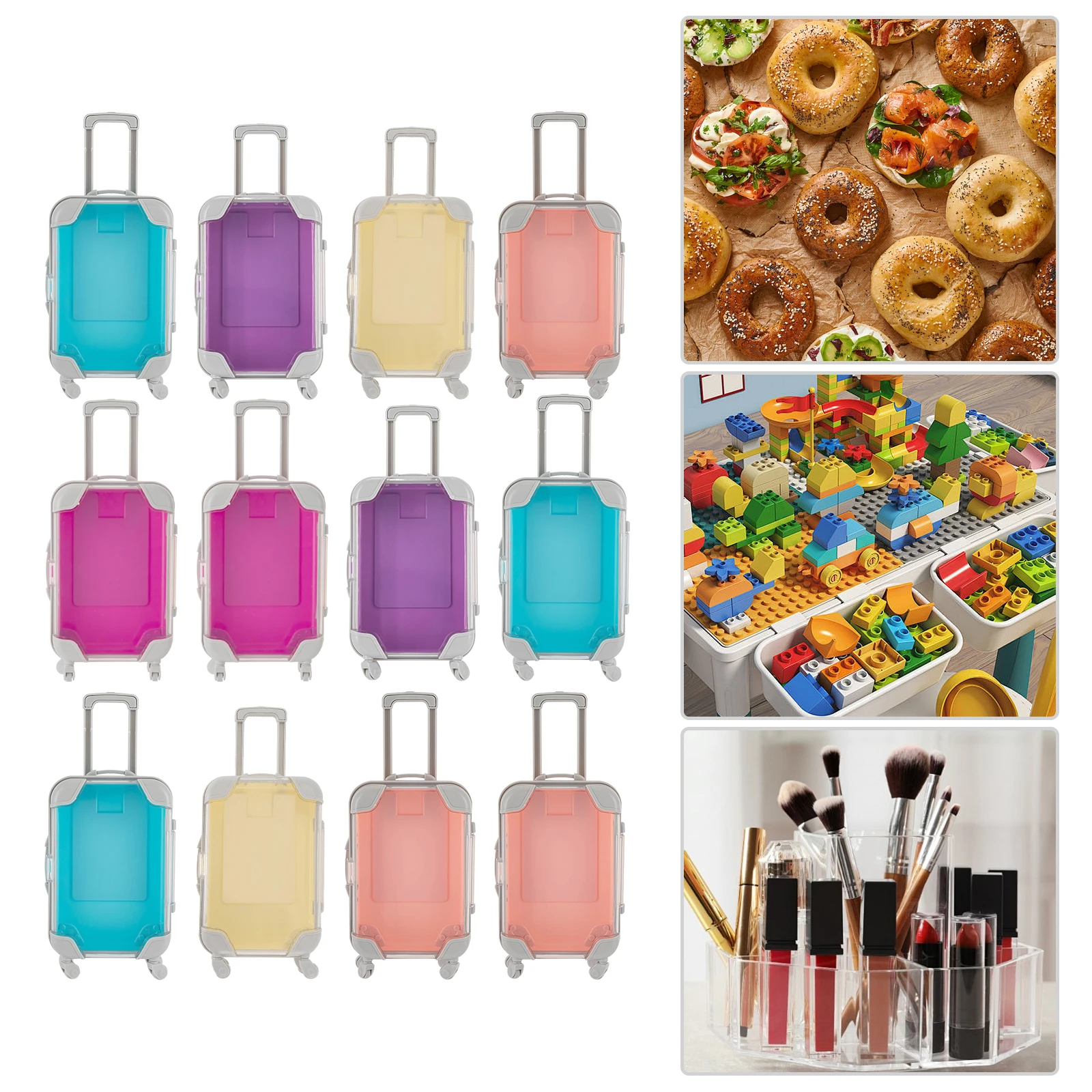 12pcs Mini Suitcase, Simulation Trolley Case, Mini Rolling Luggage for Travel Birthday Parties Beach Parties 5 Colors