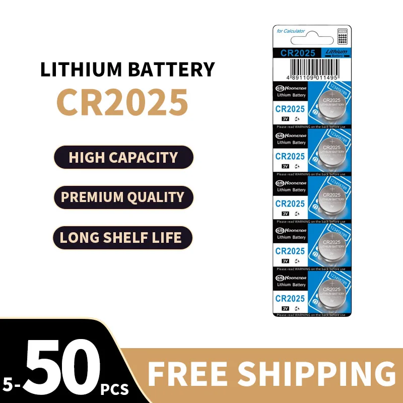 

CR2025 3V Lithium Coin Cell Battery – Watch, Key Fob, Remote,Calculator,Toys – CR2025, DL2025, BR2025, LM2025, ECR2025 – 5-50pcs
