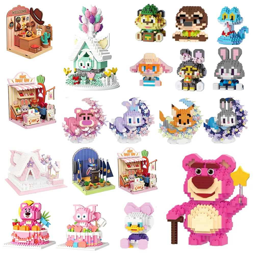 Blocos de Montar Disney Nick MOC, Brinquedos de Cartoon Lotso, LinaBell, Duffy e Pato Donald, Educação STEM para Feriados e Aniversários