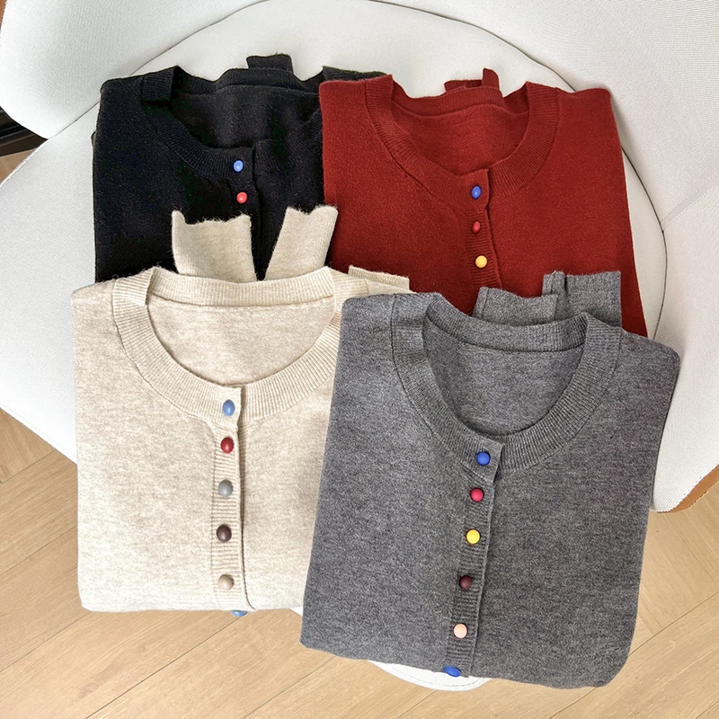 

Корейский Sle осенне-зимний мохеровый тонкий круглый вязаный кардиган на одной пуговице с защитой от мячей, верхняя одежда, топ