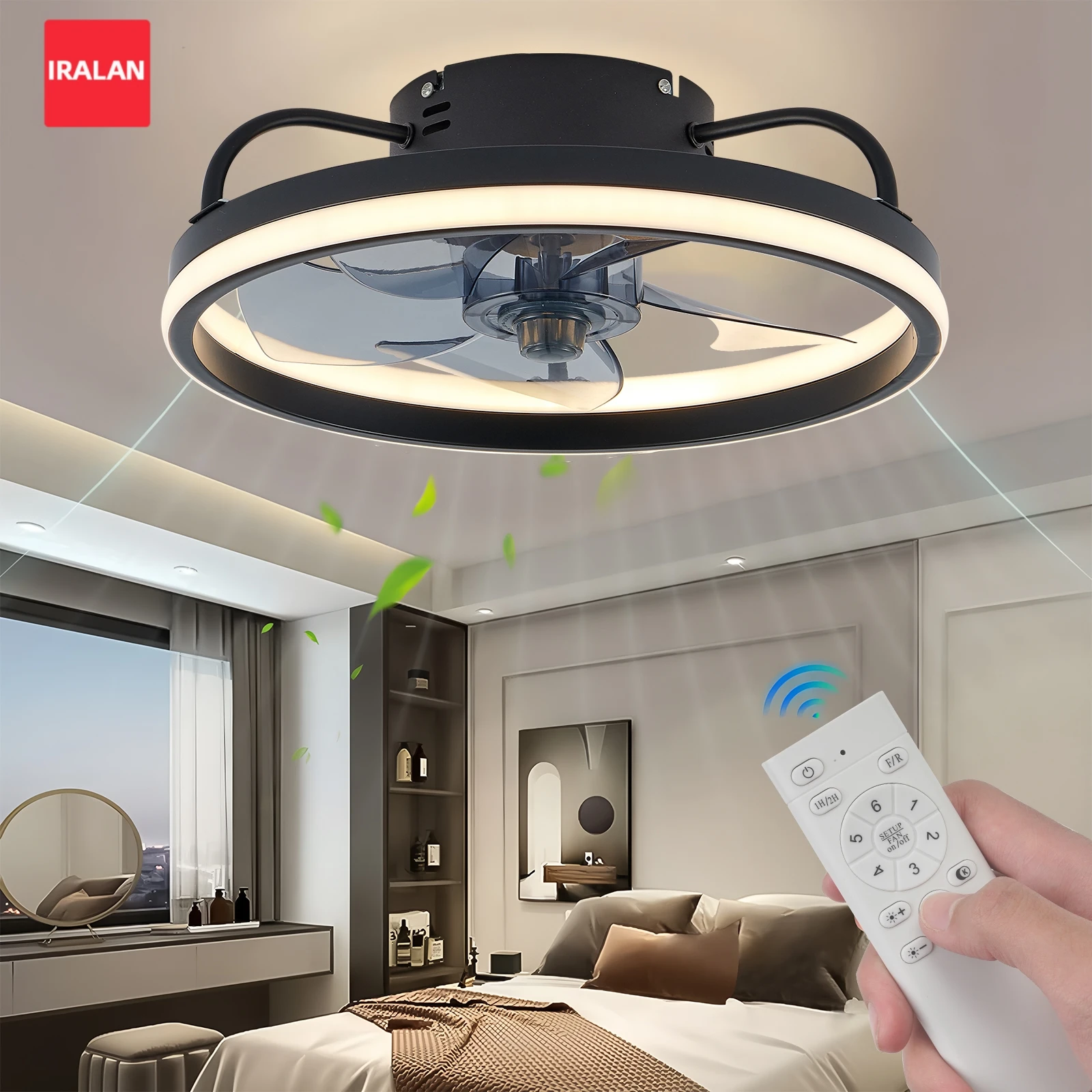 

Smart Ceiling Fan with Light Large Air Volume Electric Fan 6 Speed Dimmable LED Fan Lamp for Bedroom Living Kitchen Fan Light