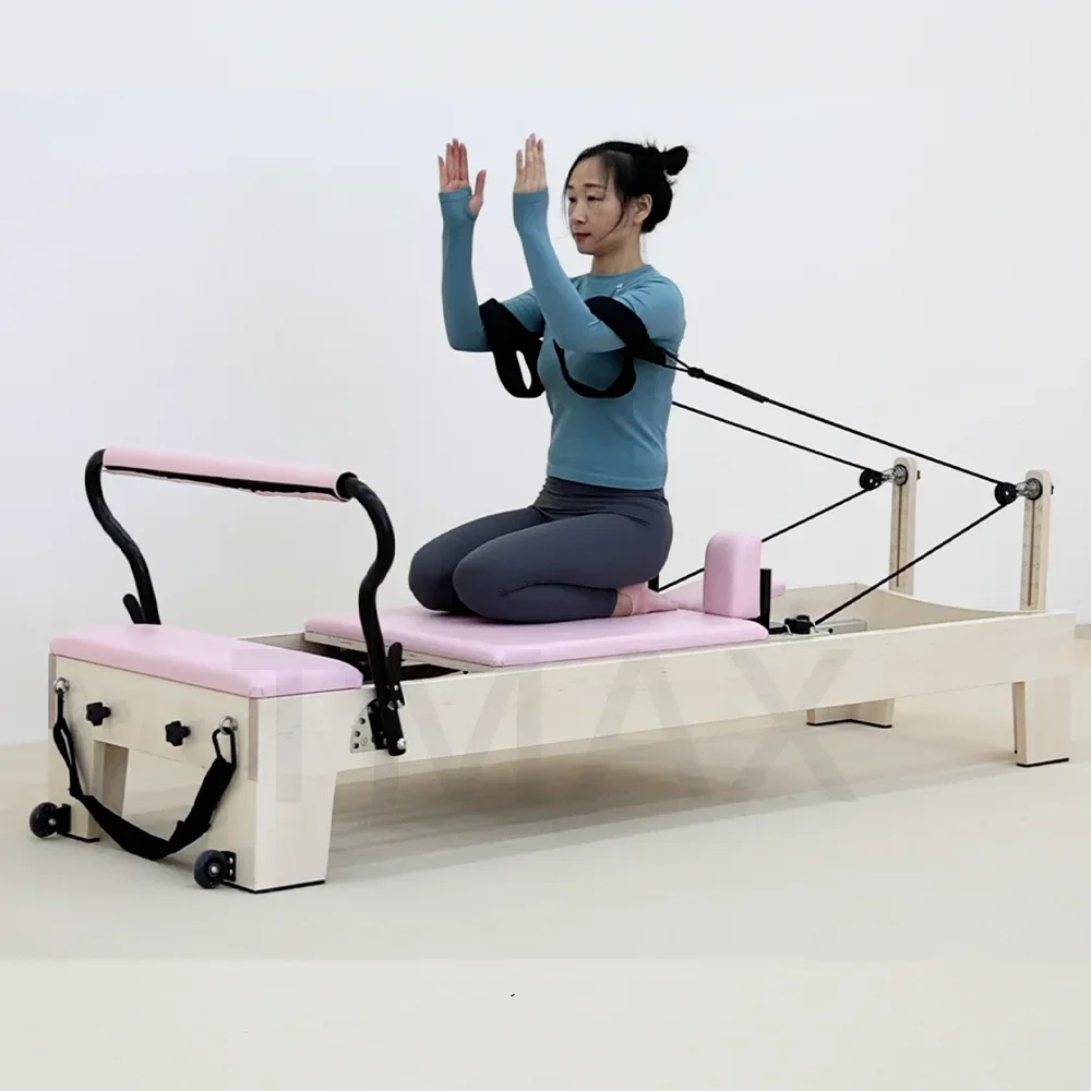 

DZ132 Maple Pink Pilates Reformers Machine Yoga Training Automatic Rope System Pilates Equipment
