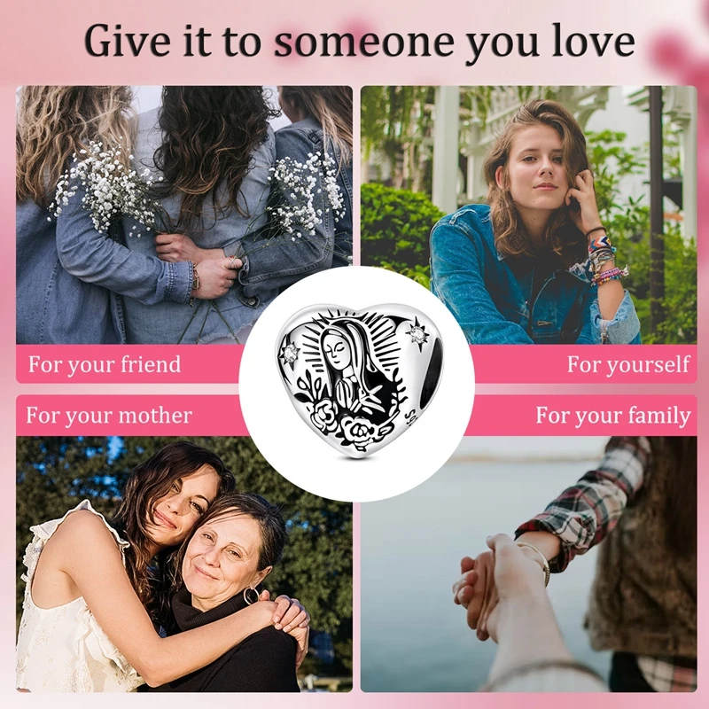 2026 New 925 Sterling Silver Loving Virgin Mary Love String Charms Pendant Fit Original Bracelet DIY Women Party Jewelry Gifts
