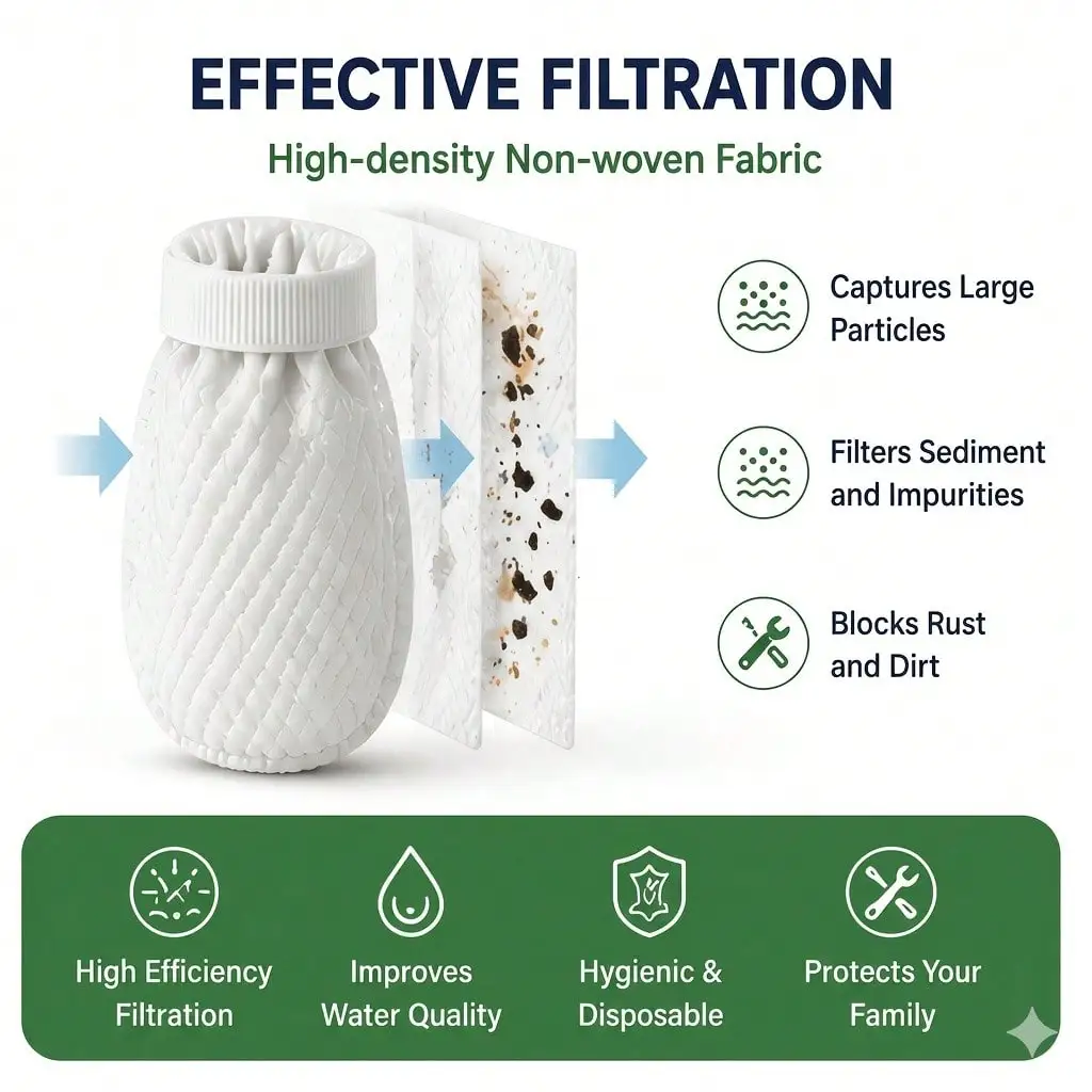Faucet Filter Cartridge, Universal for Kitchen and Bathroom, Filters Rust, Sand, and Impurities, High-Density Non-Woven Fabric