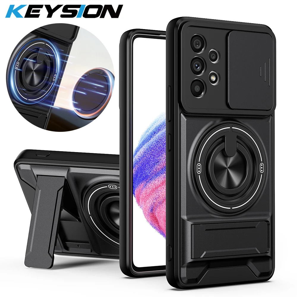 KEYSION Magnetic Phone Case for Samsung Galaxy A52 A52S A72 5G Slide Camera Protection Upright Stand 360° Ring Shockproof Cover