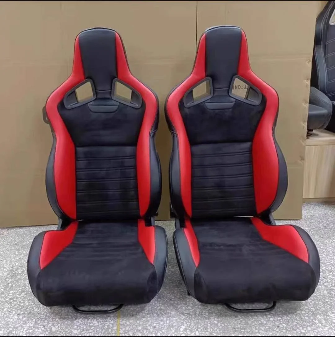 Seat Game Play Station With Bucket Seats Sim Racing Simulator Seats Red Stitch Double Rails Auto Bucket Gaming Sport Seat 2ps