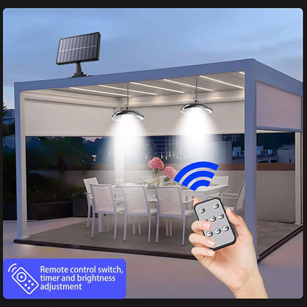 

Простая установка Солнечная лампа с одной или двойной головкой Пульт дистанционного управления Светодиодная лампа на солнечной энергии Солнечная люстра на открытом воздухе