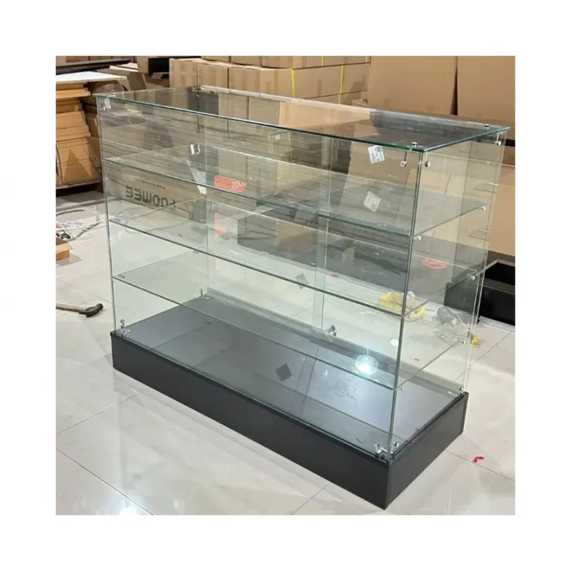 custom.Frameless Lockable Glass Display Showcase with Multi Shelves Short Vitrine Counter Retail Smoke Shop Cabinet