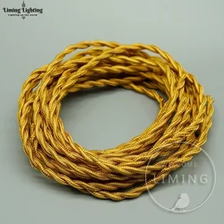 2x0.75 Gold Twisted Wire Twisted Cable Retro Braided Electrical Wire Fabric Wire DIY Pendant Lamp Wire Vintage Lamp Cord