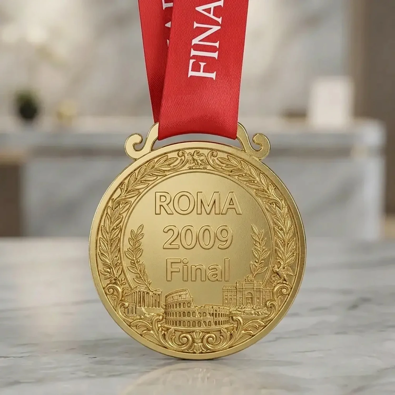 ROMA 2009 Style Football Award Medal with Ribbon for Fans Collection