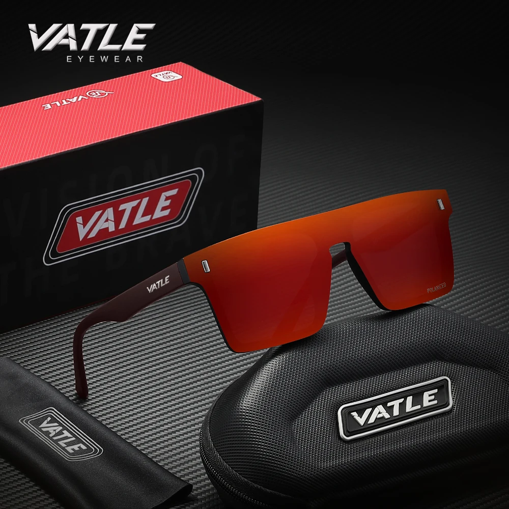 VATLE Übergroße rahmenlose Sonnenbrille, klassische Luxus-polarisierte Brille, Herren-Freizeit-Sportbrille, UV400