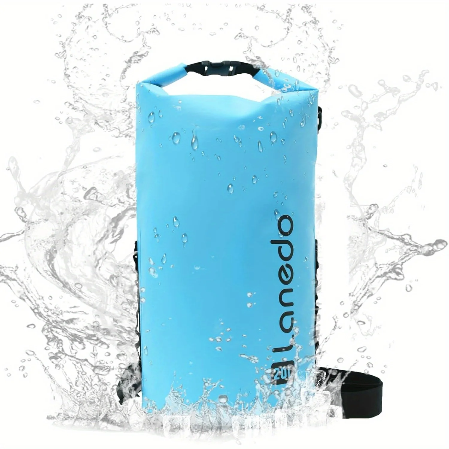 حقيبة ظهر جافة خفيفة الوزن، حقيبة دلو ذات سعة كبيرة للسفر والسباحة والتجديف والمشي لمسافات طويلة والتزلج (أزرق، 20 لتر)