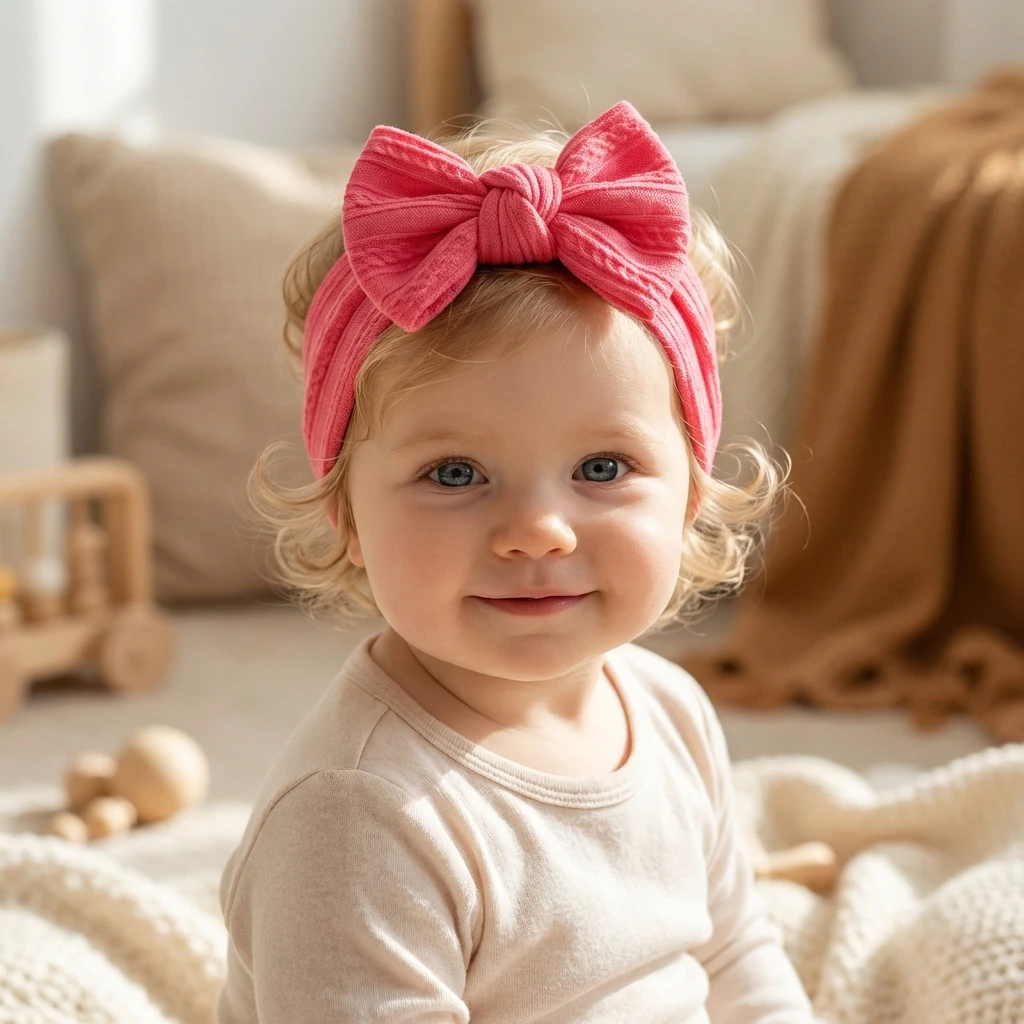 New 26-Color Braided Children's Hair Accessories Baby Nylon Bow Headband Gentle on Skin Wide Headscarf Infant Hairband