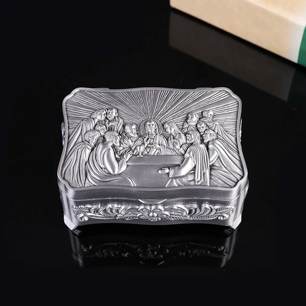 

Jewelry Box Zinc Alloy Dust-Proof Christian Storage Organizer Women's Metal Case Ring Necklace Home Decor Display Case Organiser