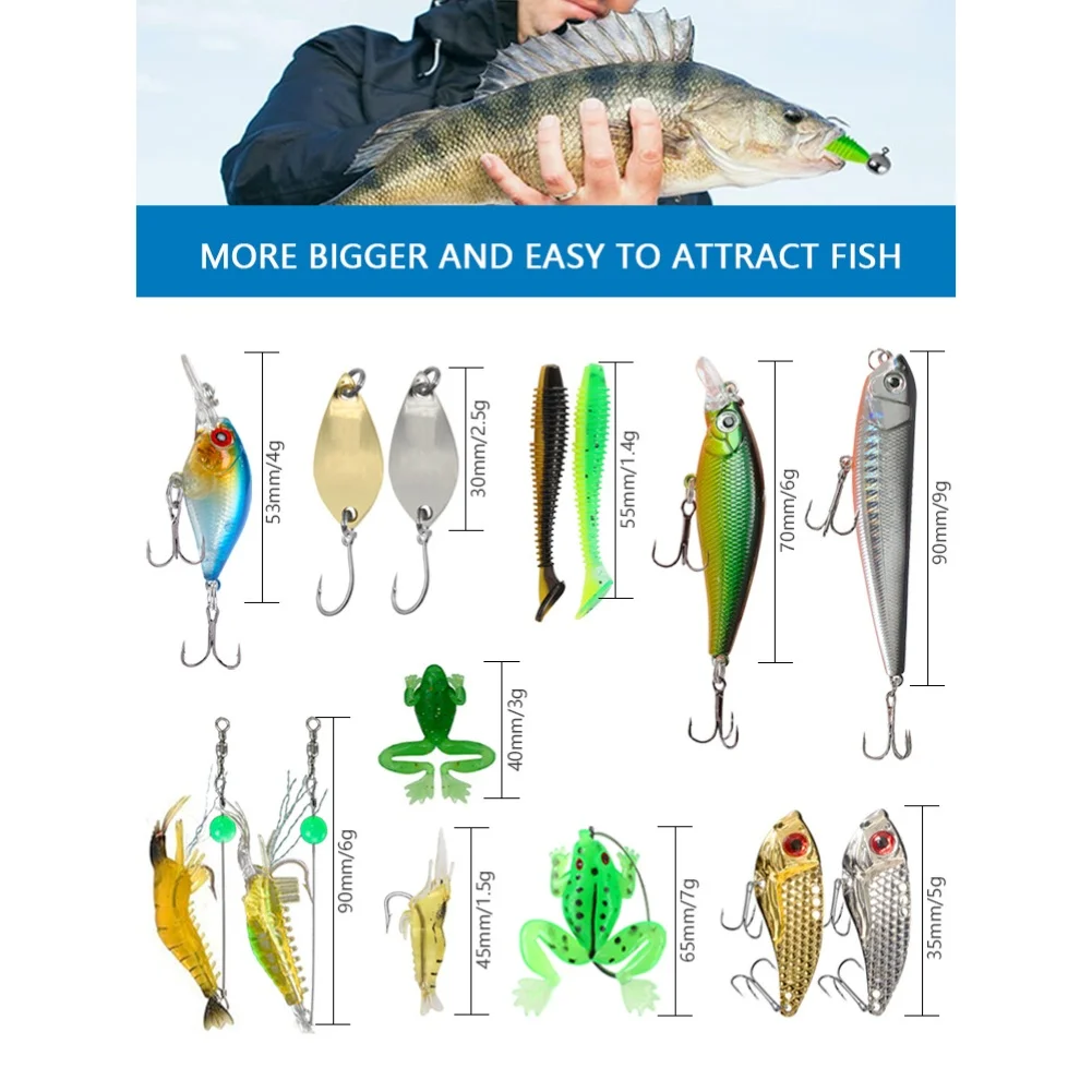 

Набор приманок для приключений на открытом воздухе 34,5*20*3 см, 24 шт., набор рыболовных приманок, компактные рыболовные приманки для рыбы, мягкая приманка и жесткая приманка