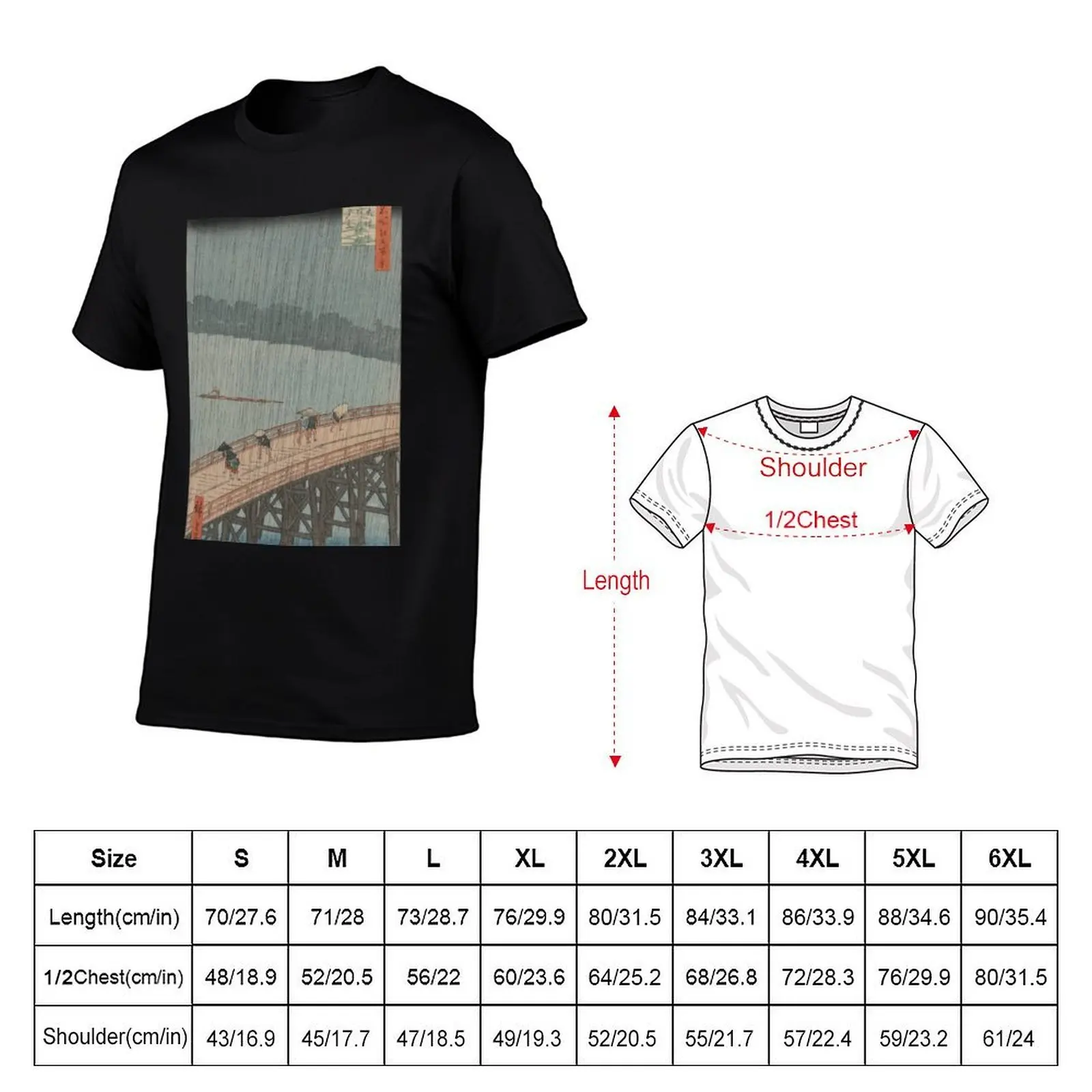 Sudden Shower over Shin-Ohashi Bridge T-Shirt graphic t shirts summer top mens designer t shirt