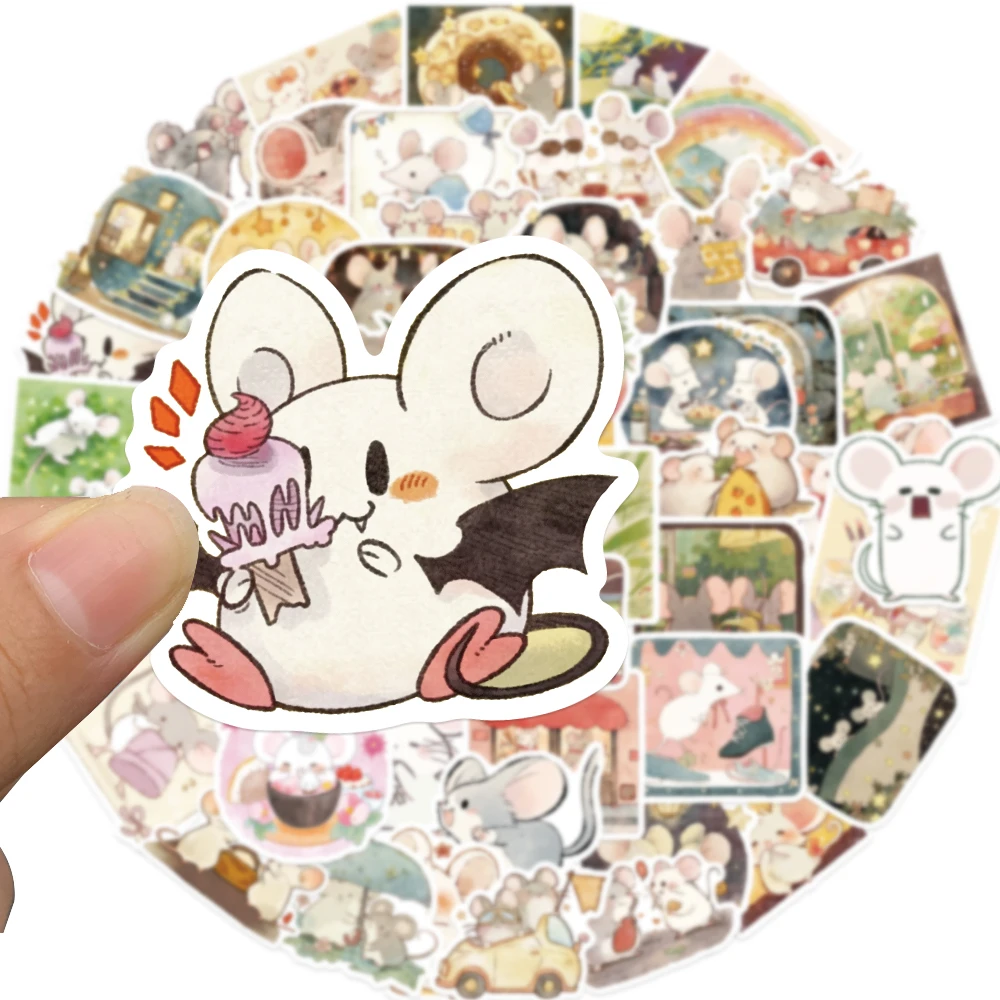 50Pcs Cute Cartoon Animal Mouse Bro Image Stickers Decal Laptop Motorcycle Luggage Snowboard Fridge Phone Car Waterproof Sticker