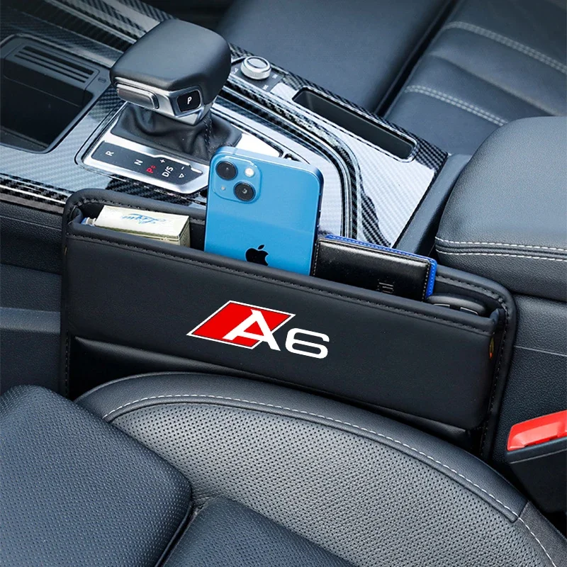 

For Audi A3 A4 A5 A6 A7 A8 Q2 Q3 Q5 Q7 Q8 Car Seat Gap Crevice Organizer Leather Storage Box Car Accessories