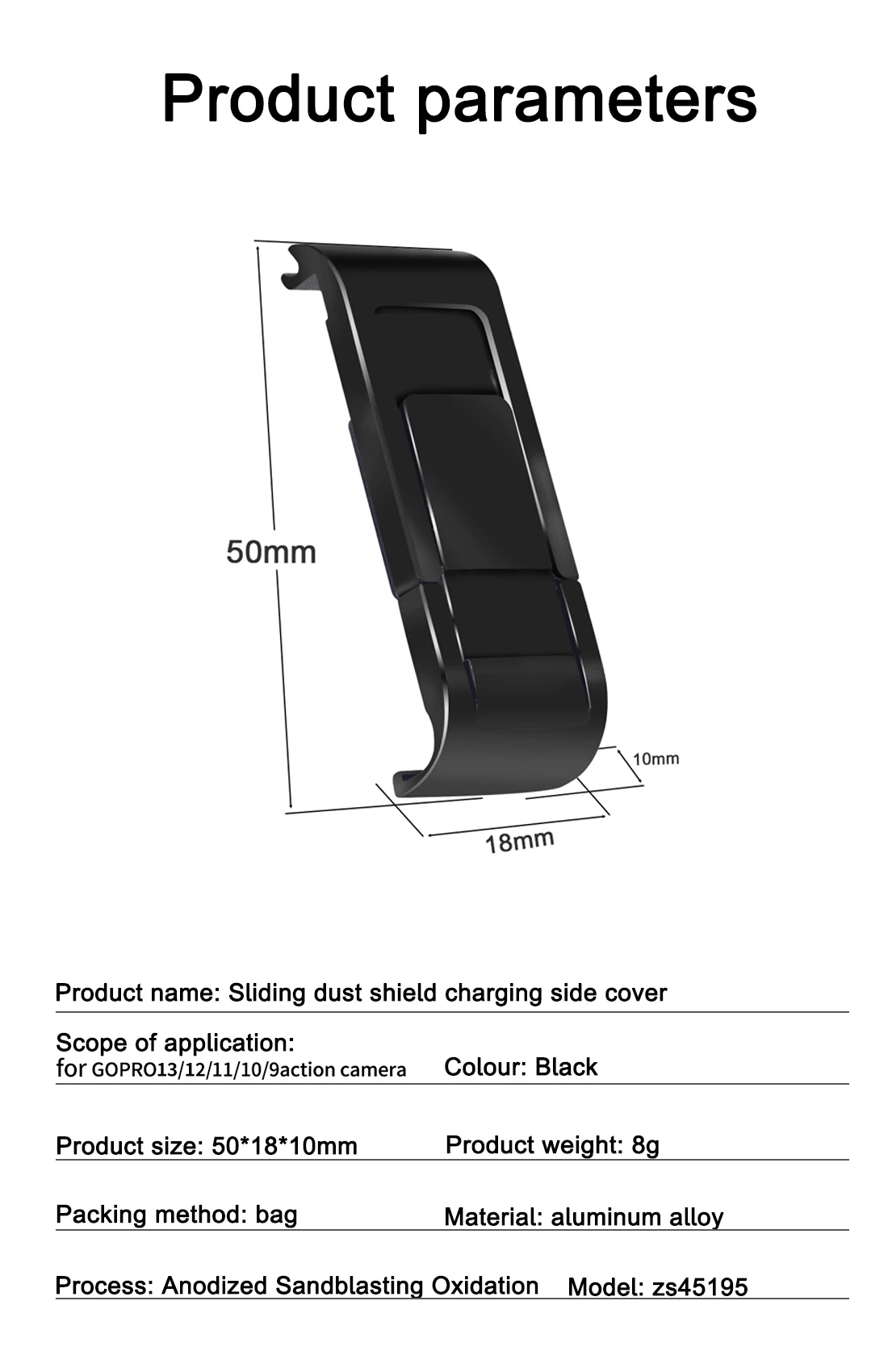 Neue Batterieabdeckung, abnehmbarer Ladeanschluss, Adaptertür für GoPro Hero 13 12 11, Schwarz, Mini 10, 9, Seitengehäuse, Action-Kameraschutz – Detail 11