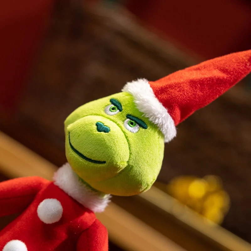 36cm Spezielles Grünes Anime-Weihnachtsmonster Plüschpuppe mit Schlanker Roter Kleidung Lustige Puppe Festtagsgeschenke – Detail 5