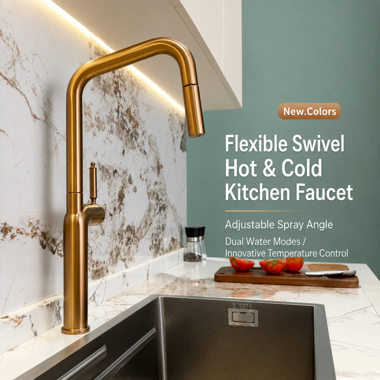 Brushed Rose Gold Kitchen Faucet 360 Swivel Pull Out Silicone Hose Luxury Kitchen Sink Mixer Tap PVD Hot Cold Water Crane