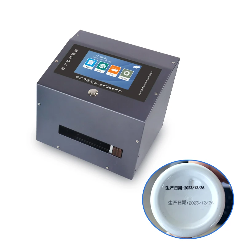 Vinica New Model Automatic Grade Desktop Inkjet Printer Smart Static Touch Screen for Can Bottle Flatbed  Fast Dry
