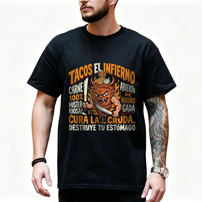 Monster holding machete Funny Mexican Graphic T Shirt 0912 Retro Dark Humor Mexican Culture Halloween Alternative Art Tee S-6XL