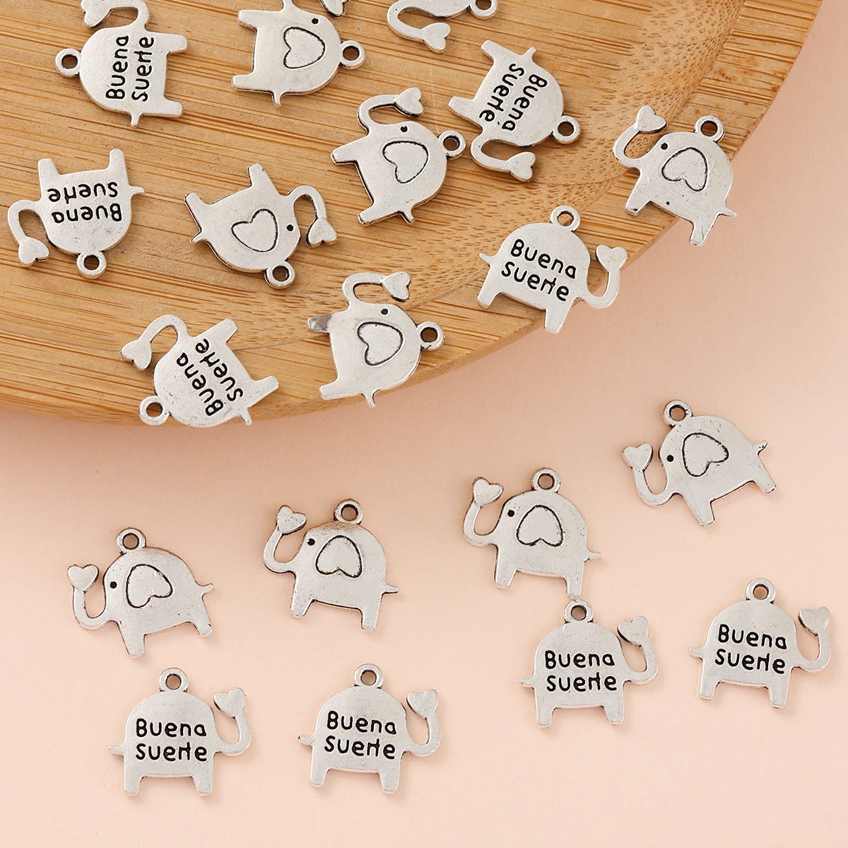 100pcs Cute Alloy Retro Good Luck Elephant Pendant Handmade DIY Bag Chain Necklace Bracelet Keychain Accessories