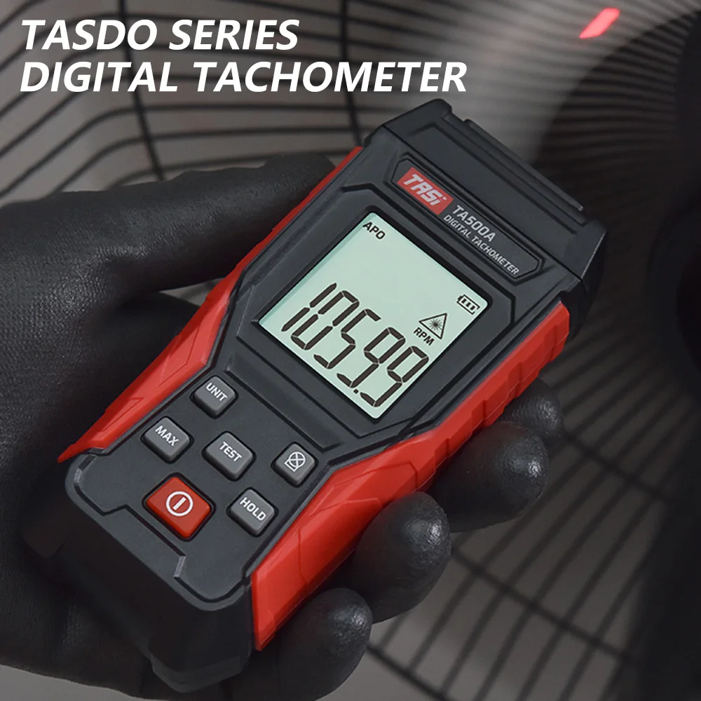 TA500C Digital Laser Tachometer 3~100000RPM Rang Rpm Meter 2-in-1 Contact/Non-contact Tacometro Backlight Unit Switch Speedomet