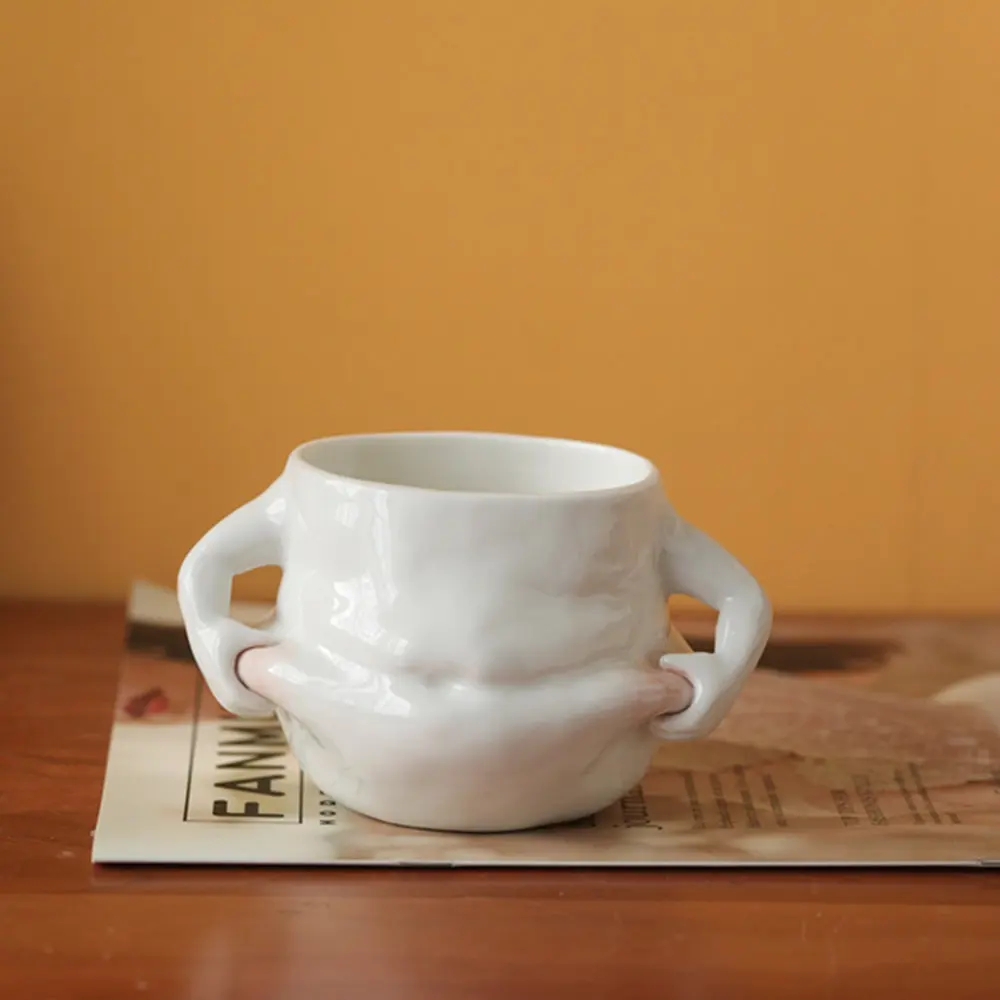 Kawaii Ceramic Mug Cute Coffee Cup Milk Tea Water Cups Creative Pinch Fat Belly Cup Mug Gift Porcelain Drinking Coffee Mugs