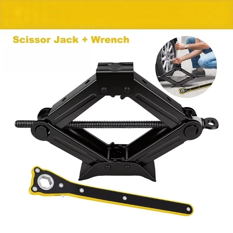 2 Ton Scissor Jack Set Car SUV Auto Jack Kit with Extendable Wheel Wrench Labor-Saving Repair  Tire Replacement Tool
