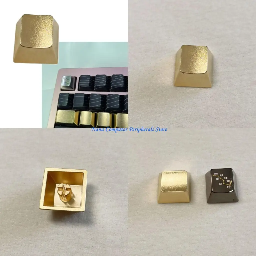 F68C 1 pieza teclas Metal aleación Zinc dorado mate reemplazo teclas para teclado mecánico