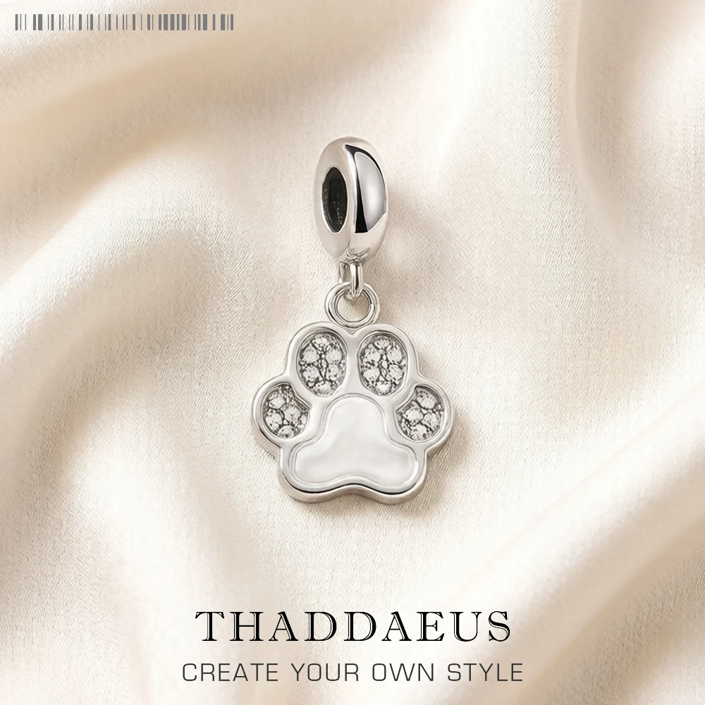 Fashion Cute Pets Dogs Footprints Paw Pendant Charm 925 Sterling Silver Sweater Jewelry For Women