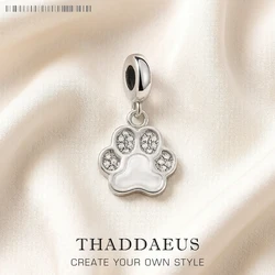 Fashion Cute Pets Dogs Footprints Paw Pendant Charm 925 Sterling Silver Sweater Jewelry For Women