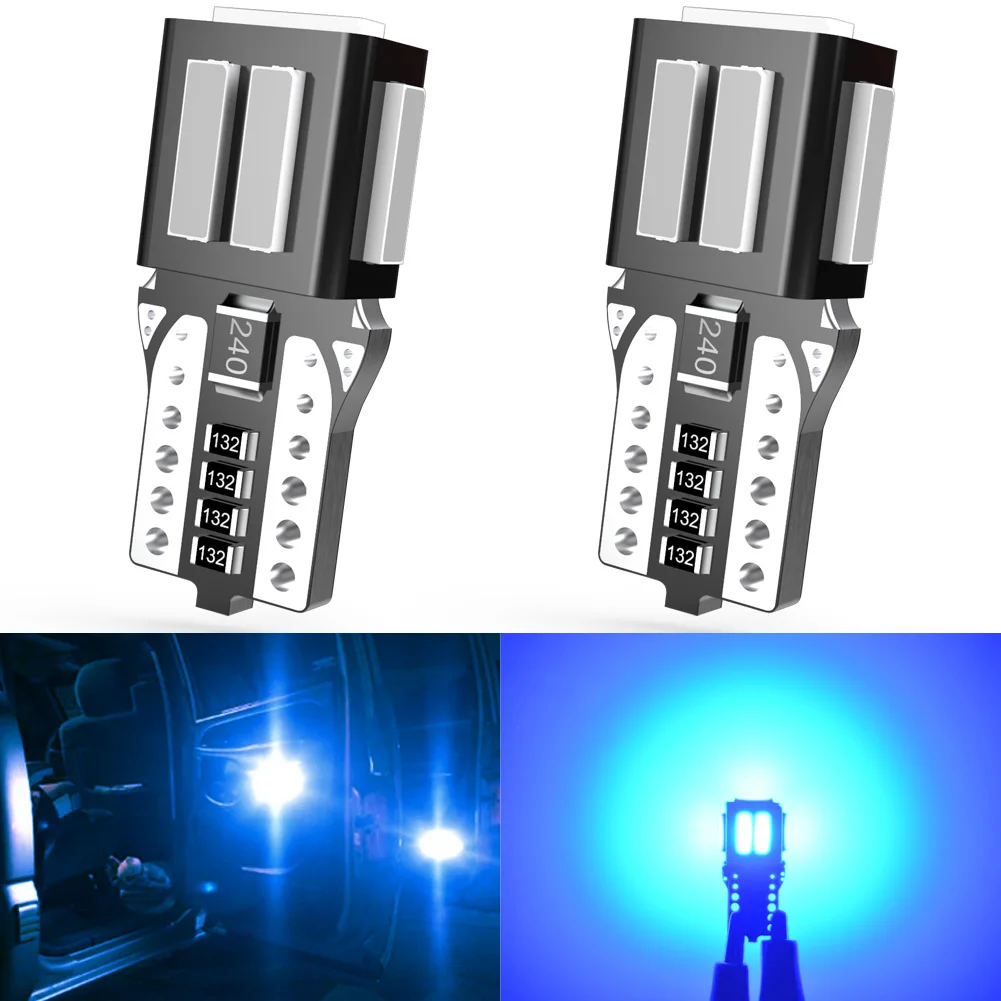 

2Pcs T10 LED W5W 194 168 W5W SMD Led Parking Bulb Auto Wedge Clearance Lamp CANBUS Super Bright White License Light Blue Bulbs