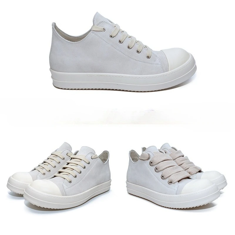 for ROG RO 25ss new grey suede cowhide low-top shoes straps laces thick shoelaces men and women