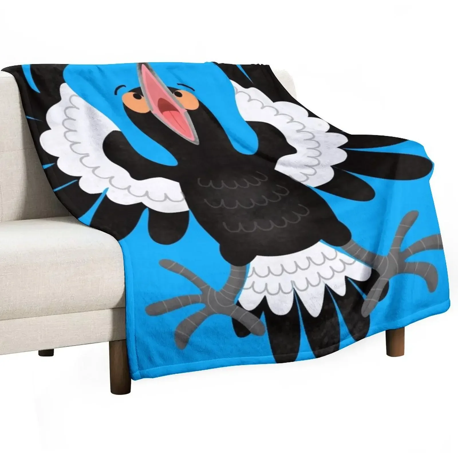 Funny Australian magpie cartoon illustration Throw Blanket Furrys Thin Luxury Designer Heavy Blankets