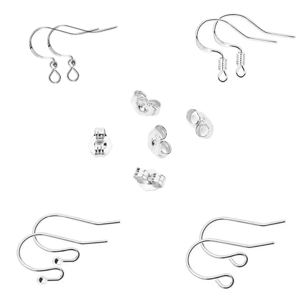 50pcs 925 Silver Plated Earrings Hooks Hypoallergenic Anti Allergy Earring Clasps Lot For Diy Jewelry Making Supplies