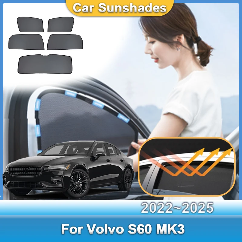 

Сетчатая солнцезащитная шторка для Volvo S60 MK3 2022-2025: защита от УФ-лучей, приватность, аксессуар для автомобиля