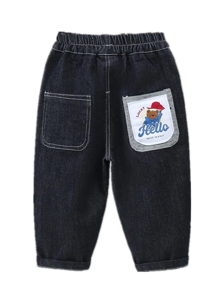 

Новые осенние джинсы для мальчиков, корейская повседневная верхняя одежда, детские джинсовые штаны для мальчиков, свободные брюки с эластичной резинкой на талии, детские брюки для мальчиков 2–8 лет