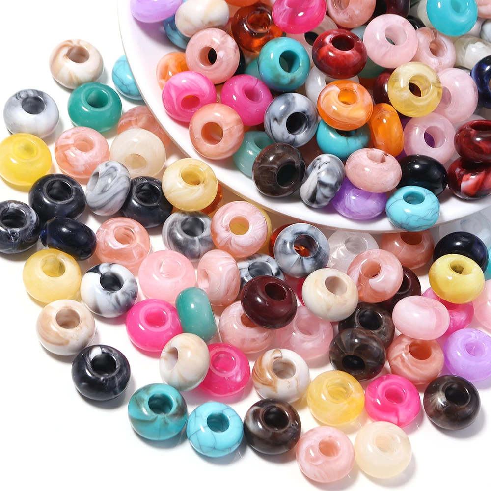 50 Stück Acrylperlen aus imitiertem Jadestein, flach, rund, mit großem Loch, Abstandshalterperlen für die Schmuckherstellung, DIY-Bastelarbeiten, Schlüsselanhänger-Zubehör – Detail 7