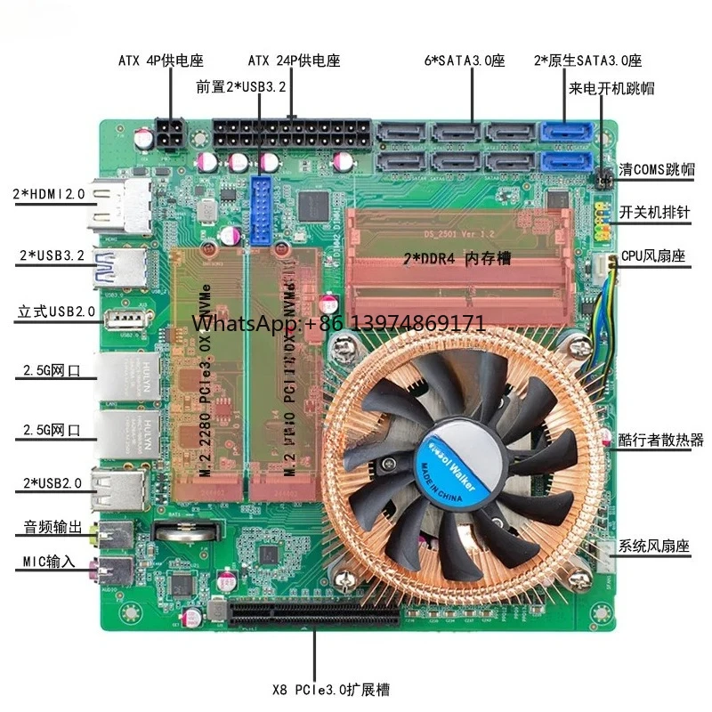 For AMD Ryzen 5825U Scalable 10 Gigabit 8-bit NAS Main Board Machine Vision Industrial Control ITX Main Board
