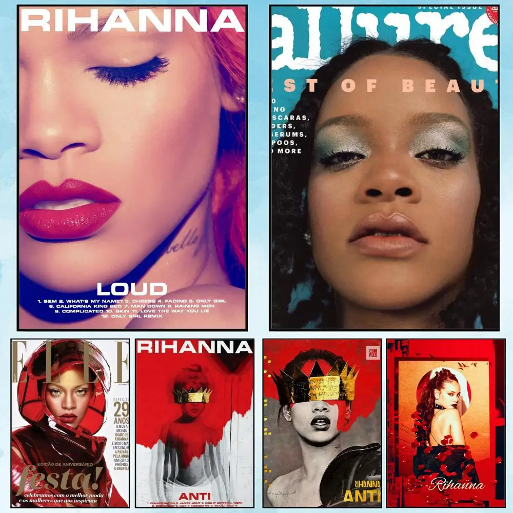 1 قطعة المغني R-ريهانا اللوحة الخط فرملس قماش ملصق جدار الفن مثالية للمدخل ديكور المنزل هدايا عيد #1