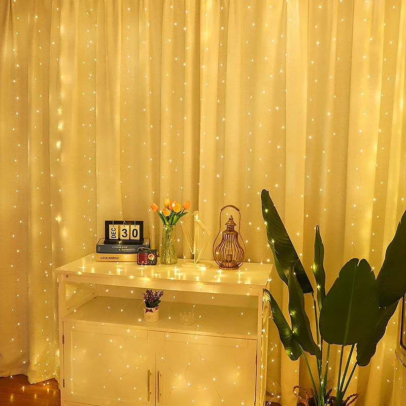 أضواء الستار LED رائع نافذة جارلاند USB التوصيل الجنية أضواء 2026 السنة الجديدة عيد الميلاد الزفاف الديكور الداخلي عطلة ضوء