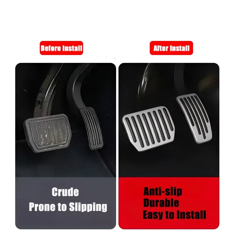 For Tesla Model 3 Y/YL Highland Juniper 2024-2026 Alloy Accelerator & Brake Pedal Cover, Snap-fit Car Foot Pedals Accessories