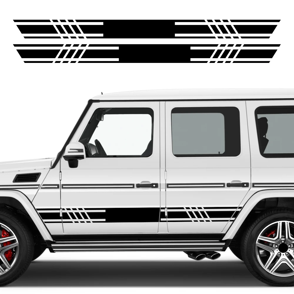 Наклейки-полосы на боковые части автомобиля для Mercedes-Benz G63 G-класса, виниловые графические наклейки на кузов, декоративные полосы на пороги, внешняя отделка авто